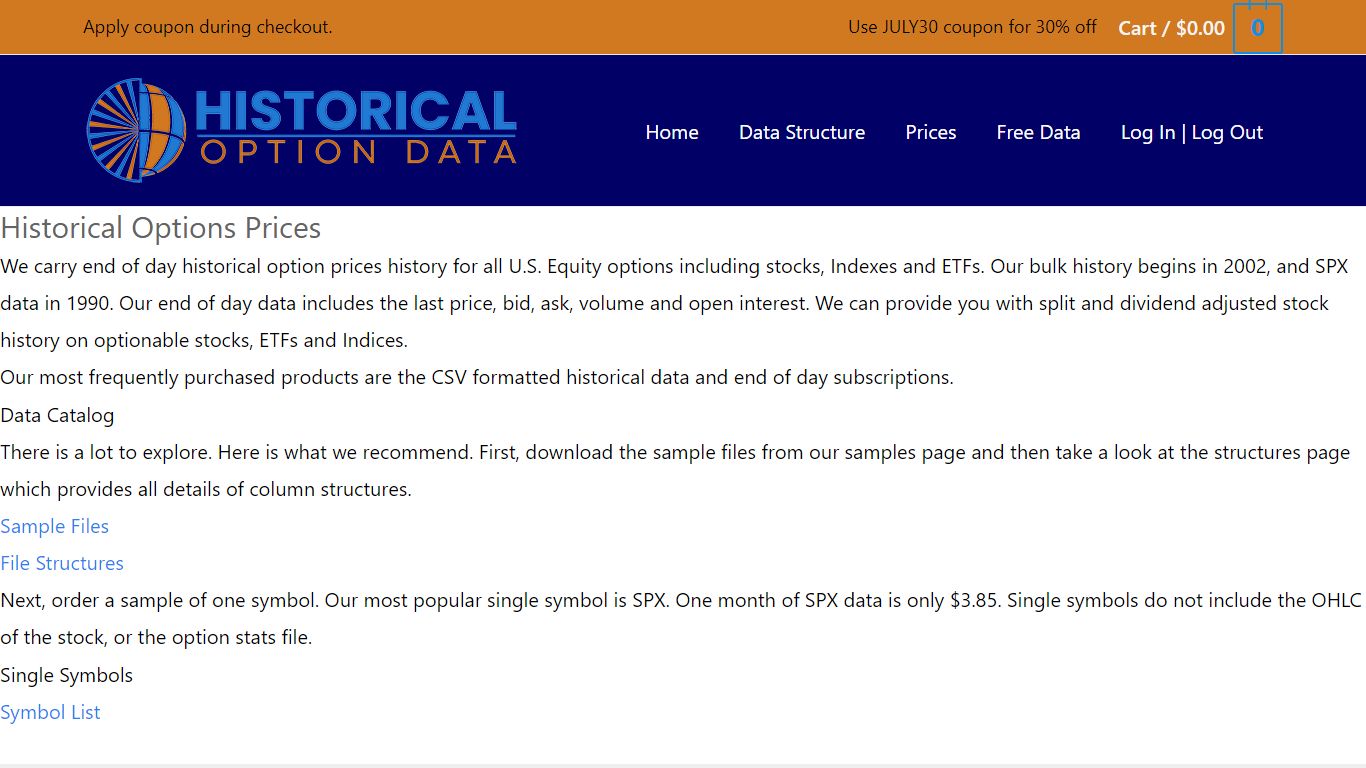 Historical Options Prices - Historical Option Data